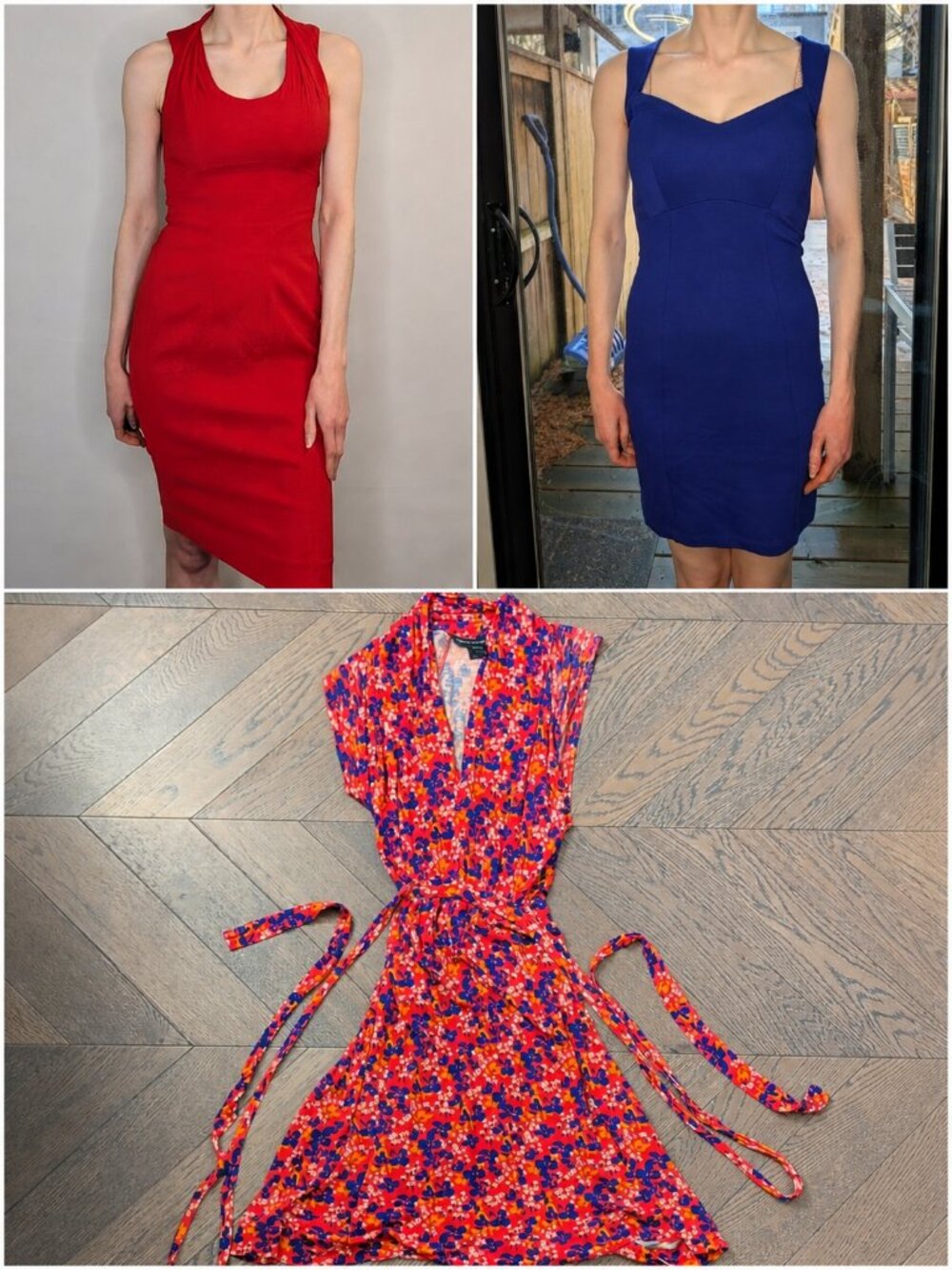 French Connection 3-Dress Bundle Size 0 Red Blue Floral